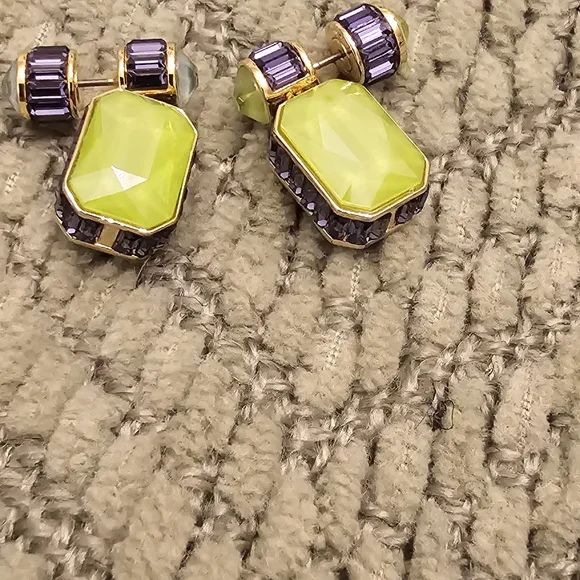 design.
Swarovski Orbita Reversible Drop Earrings - Green/ Purple/Blue - Picture 4 of 10